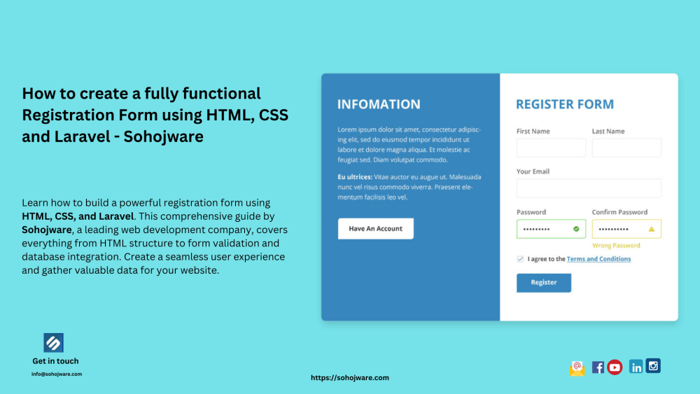 How to create a fully functional Registration Form using HTML, CSS and Laravel - Sohojware