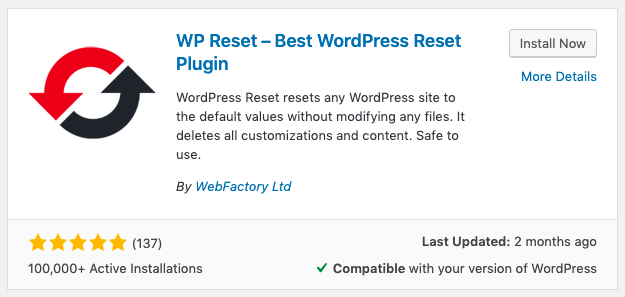 wp_reset_wordpress_sohojware