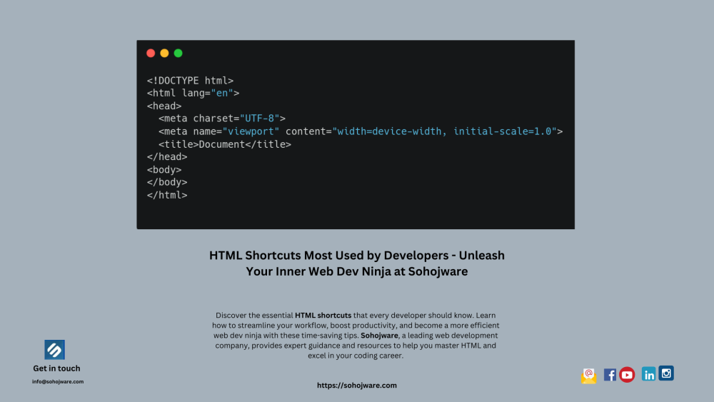 HTML Shortcuts Most Used by Developers - Unleash Your Inner Web Dev Ninja at Sohojware